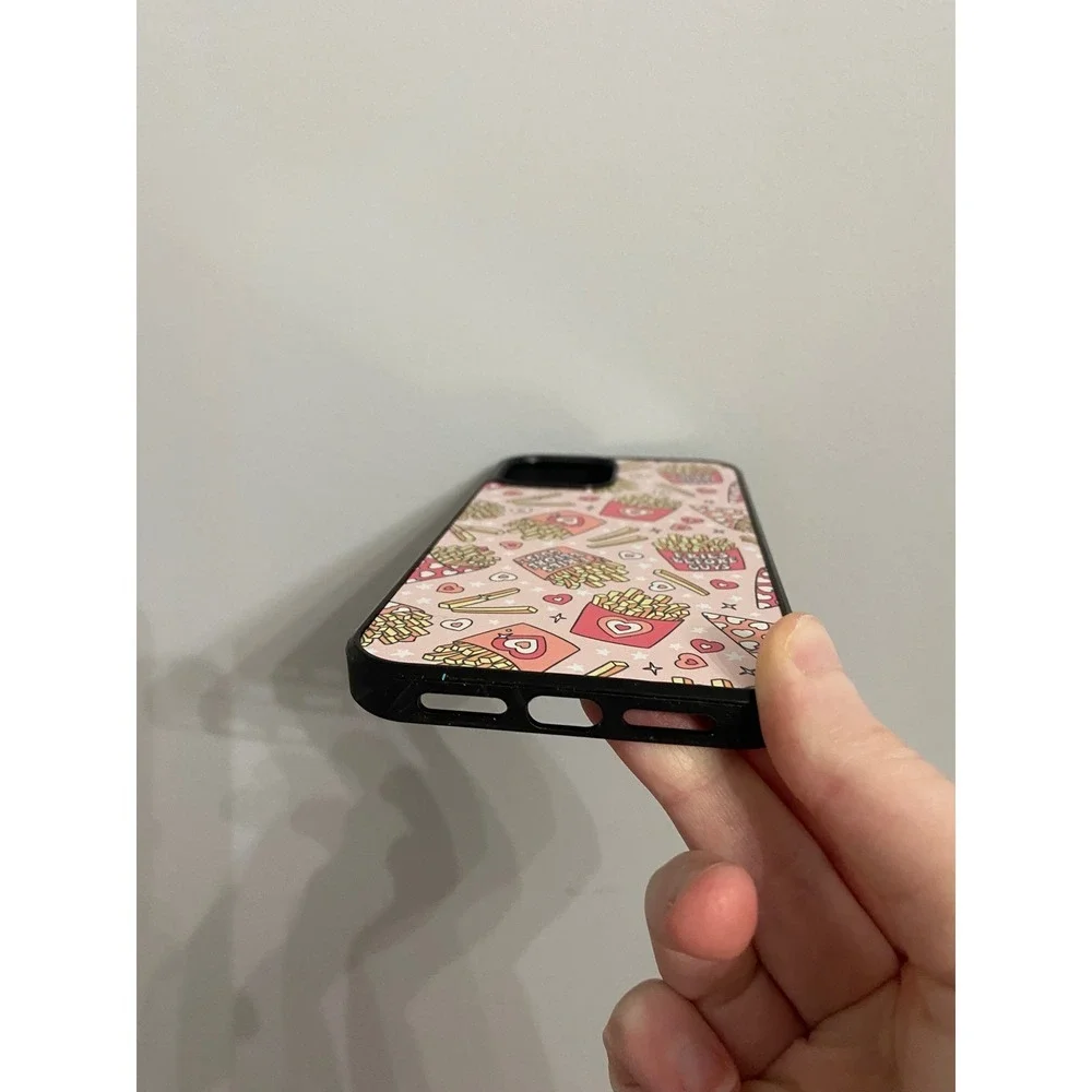 Phone Case iPhone 12 Pro Max Pink Fries Before Guys Food Graphic Print Black